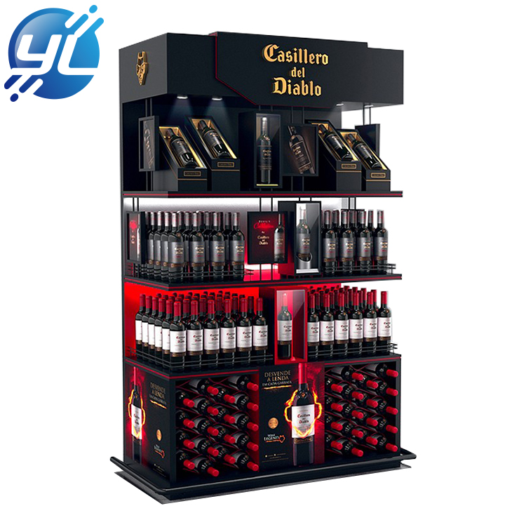 Wholesale boutique wooden rack supermarket wine display cabinet