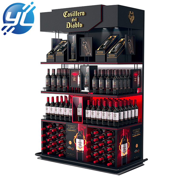 Wholesale boutique wooden rack supermarket wine display cabinet