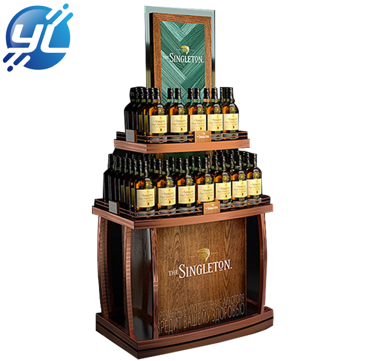 Supermarket customized wooden wine cabinet display rack for sale