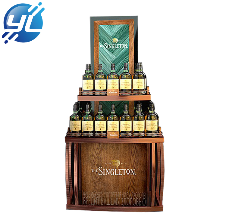 Supermarket customized wooden wine cabinet display rack for sale