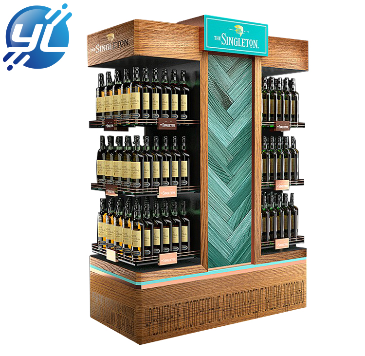 Supermarket customized wooden wine cabinet display rack for sale