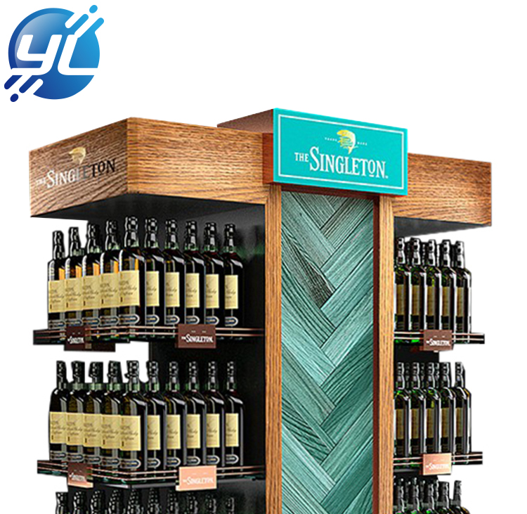 Supermarket customized wooden wine cabinet display rack for sale