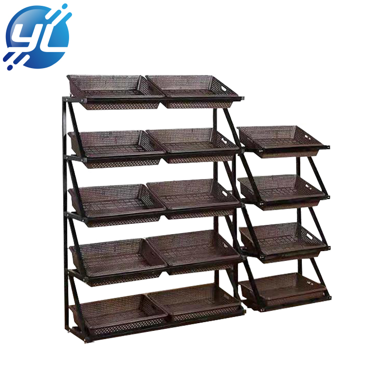 Youlian Company freshfruits and vegetables iron frame supermarket shelves stand display for sales