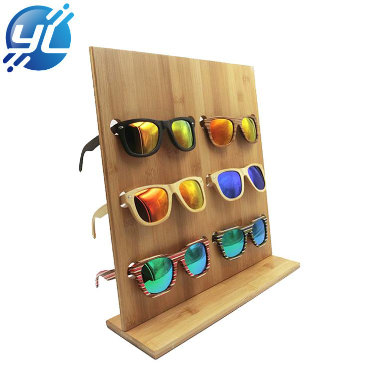 Fashion Natural Bamboo Wall Mounted Glasses Display Rack 