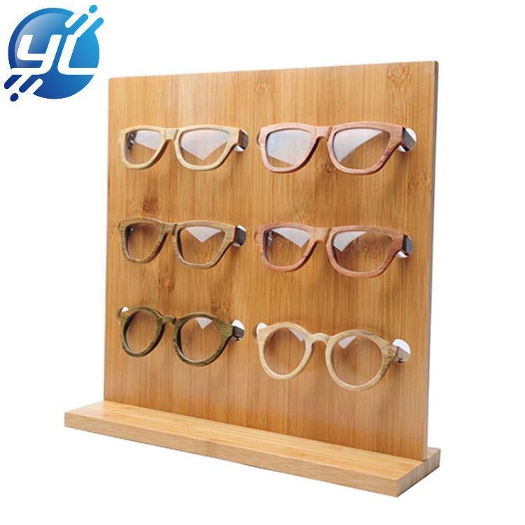 Fashion Natural Bamboo Wall Mounted Glasses Display Rack 