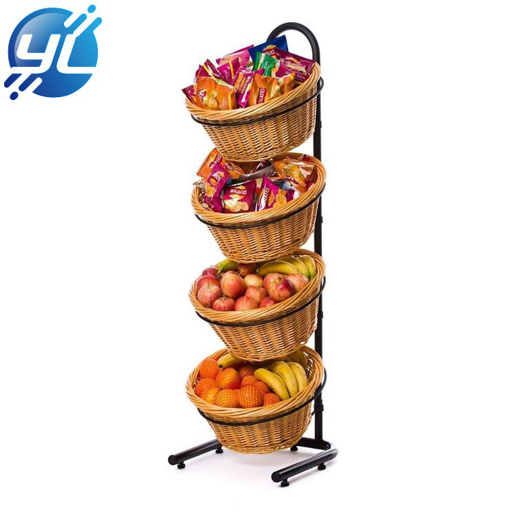 4 Tiers Chrome Slanted Supermarket Shelf Fruit Vegetable Shopping Display Rack Shelf