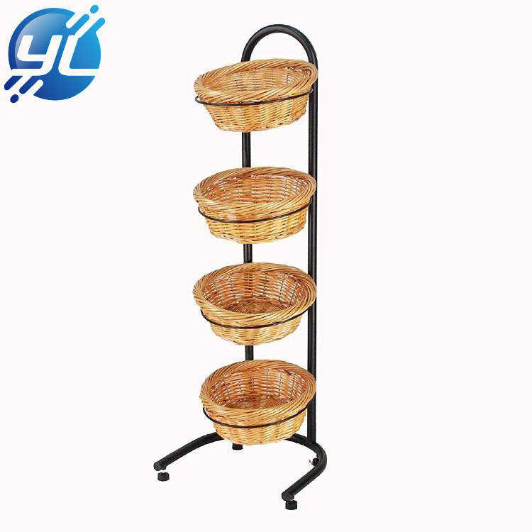 4 Tiers Chrome Slanted Supermarket Shelf Fruit Vegetable Shopping Display Rack Shelf