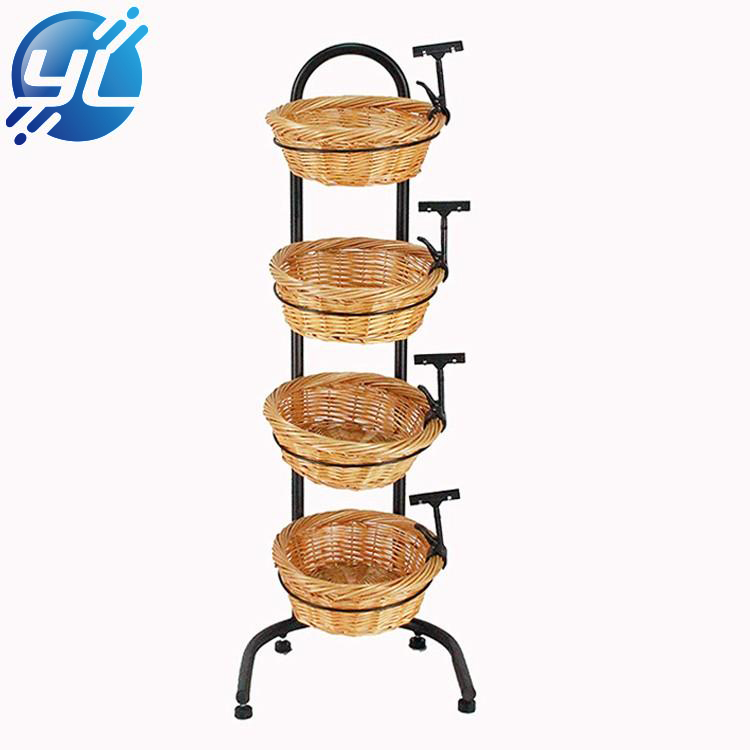 4 Tiers Chrome Slanted Supermarket Shelf Fruit Vegetable Shopping Display Rack Shelf