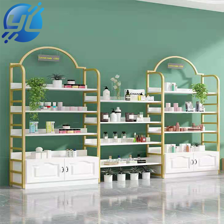 Hair Care Products Wall Floor Stand Display Shelf Custom Store Cosmetic Wall Shelving