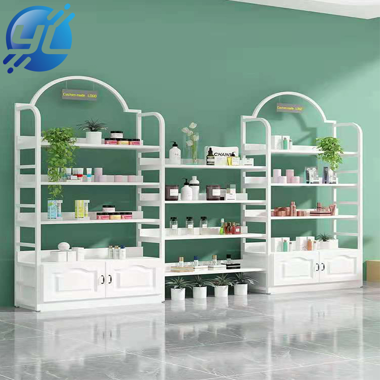 Hair Care Products Wall Floor Stand Display Shelf Custom Store Cosmetic Wall Shelving