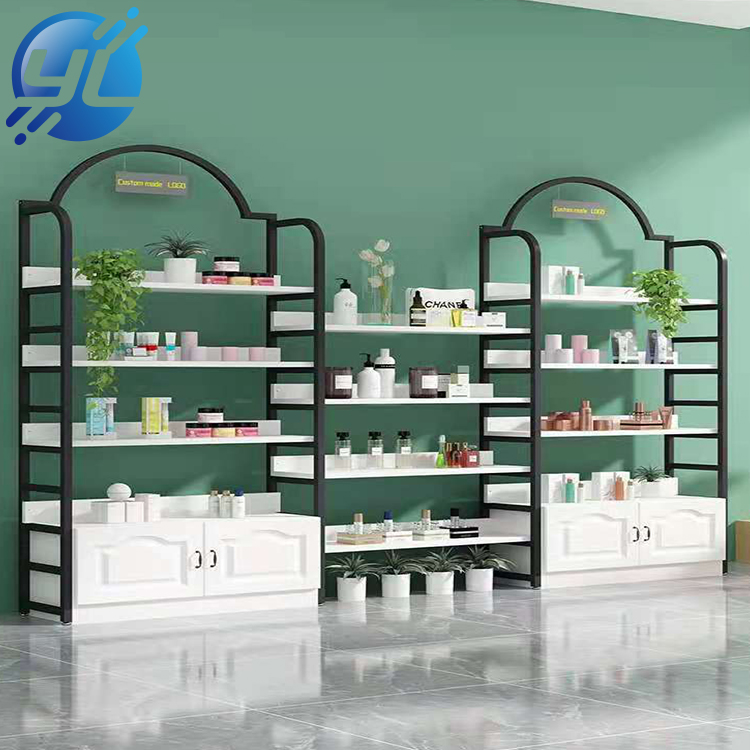 Hair Care Products Wall Floor Stand Display Shelf Custom Store Cosmetic Wall Shelving