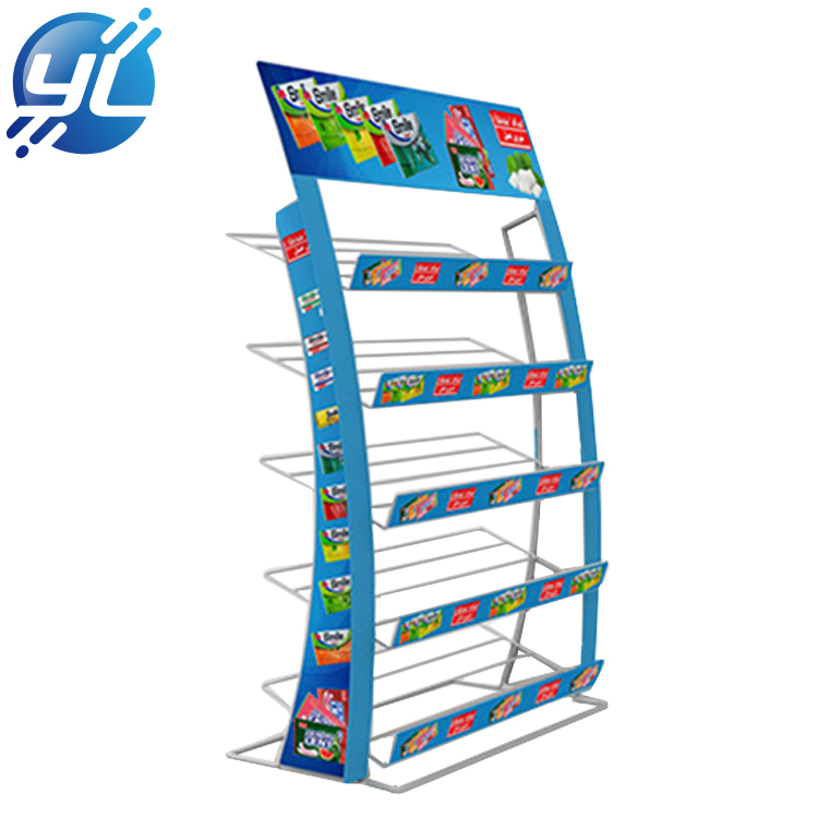 Supermarket five layer metal wire display shelf snack food display stand chewing gum display rack