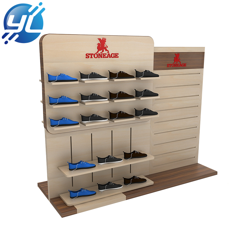 free design sports shoe display rack wood shoes stand for store