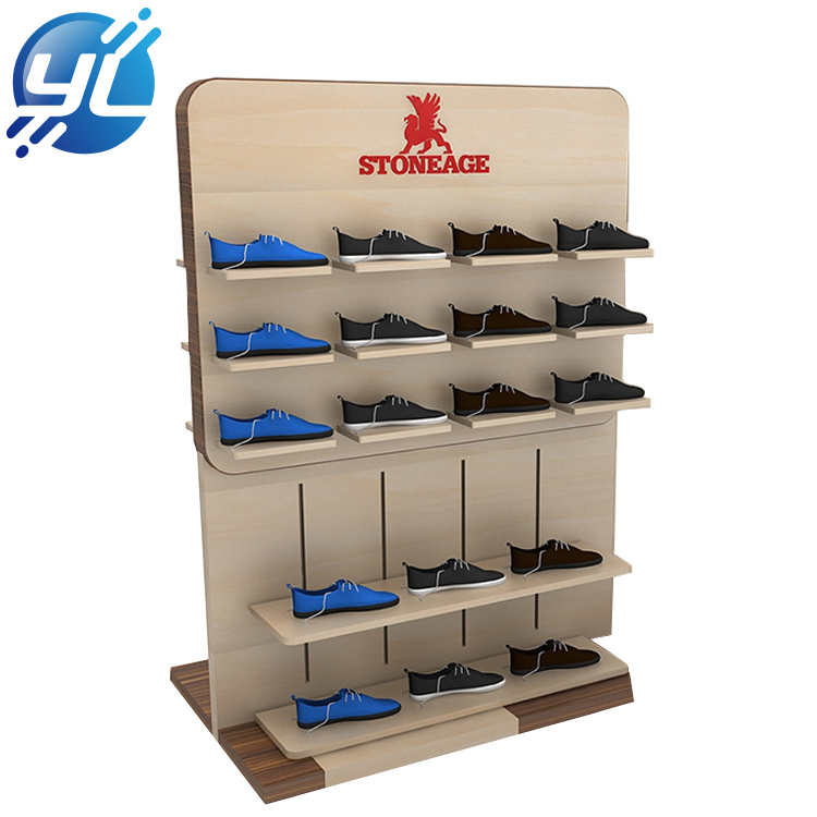 free design sports shoe display rack wood shoes stand for store