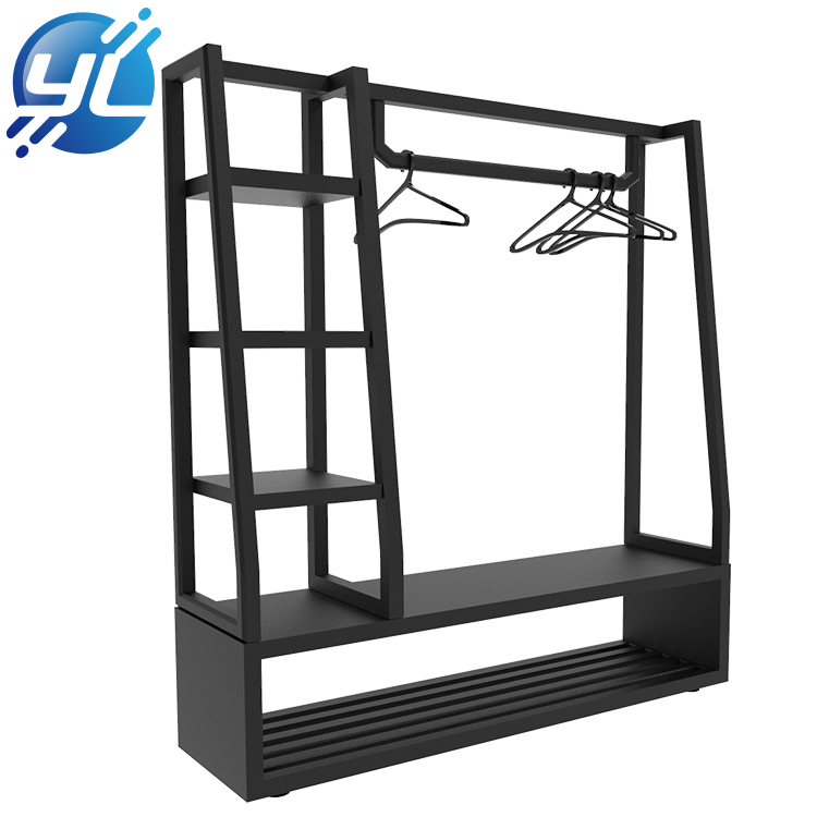 Floor standing metal chrome clothes hanging movable display rack