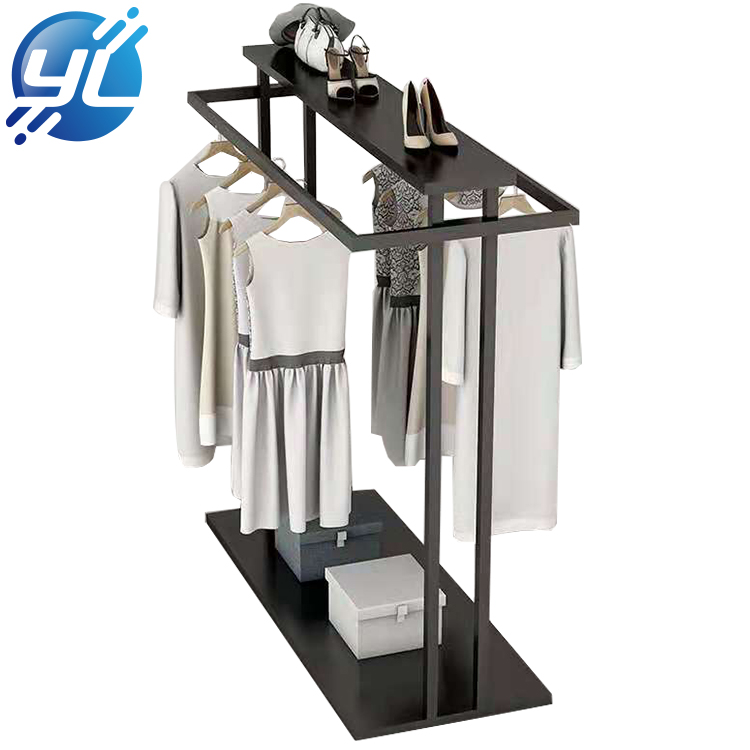 Floor standing metal chrome clothes hanging movable display rack