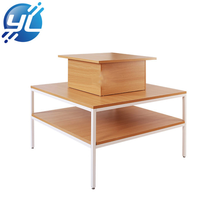 Modern style snacks shop kiosk shelves promotion OEM grocery store display shelf in wooden material