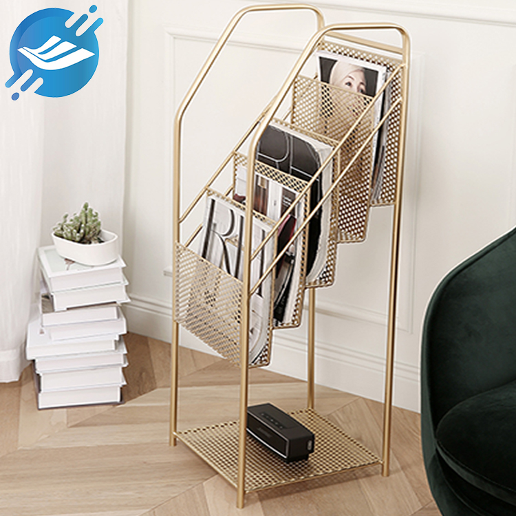 Pure metal frame trapezoidal floor-to-ceiling book display stand