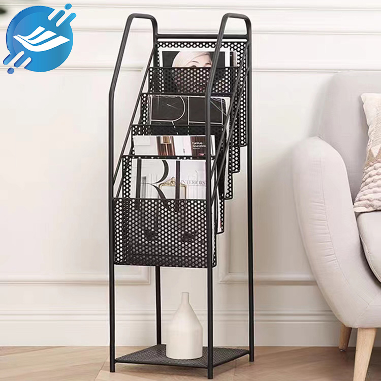 Pure metal frame trapezoidal floor-to-ceiling book display stand